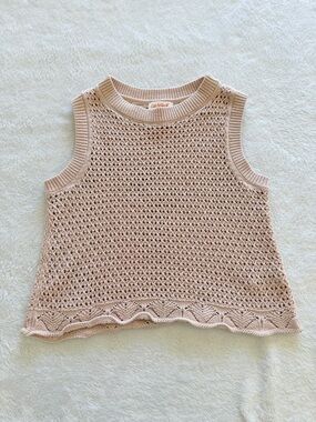 Girls M 7/8 Cat & Jack Blush Knit Tank Top Sleeveless Boho Sweater Crochet